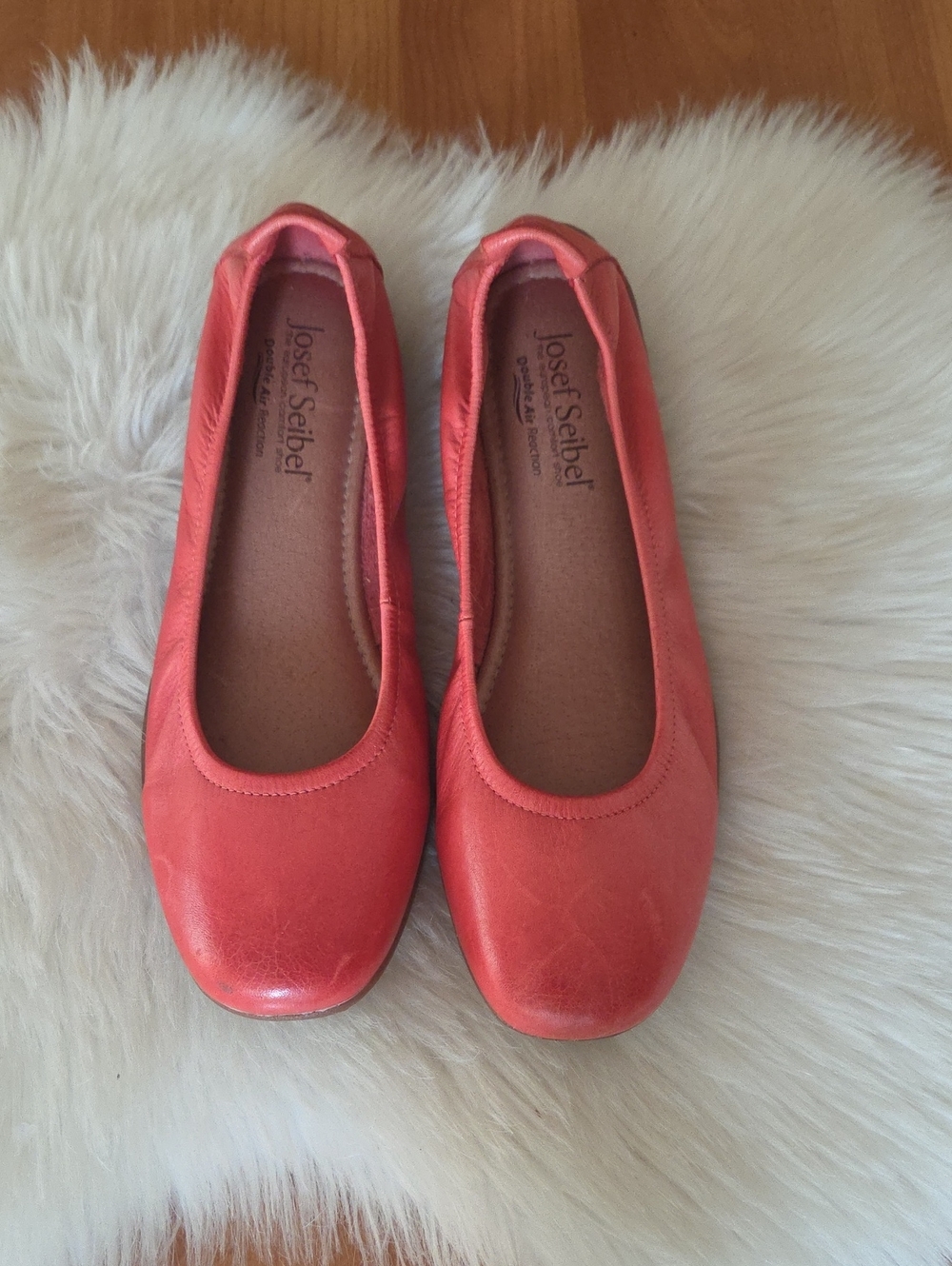 Josef Seibel Coral-Orange Leather Ballet Flats Sz 36 5-5.5